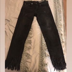 Zara Fringe Hem Black Jeans